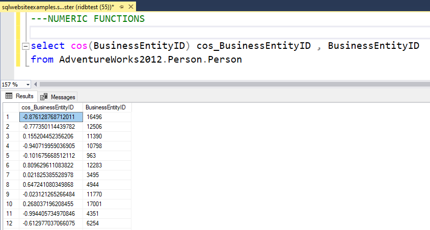 SQL COS() Function
