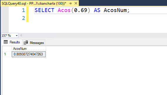 SQL ACOS() Function
