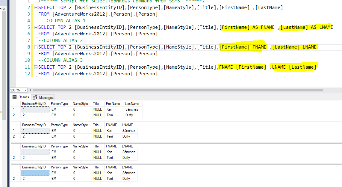 SQL- Using a Alias column name