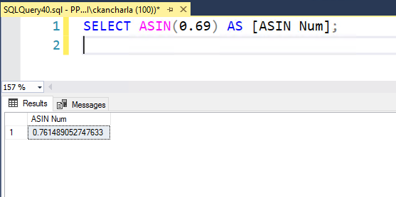 SQL ASIN() Function