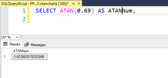 SQL ATAN() Function