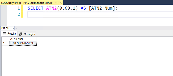 SQL ATN2() Function