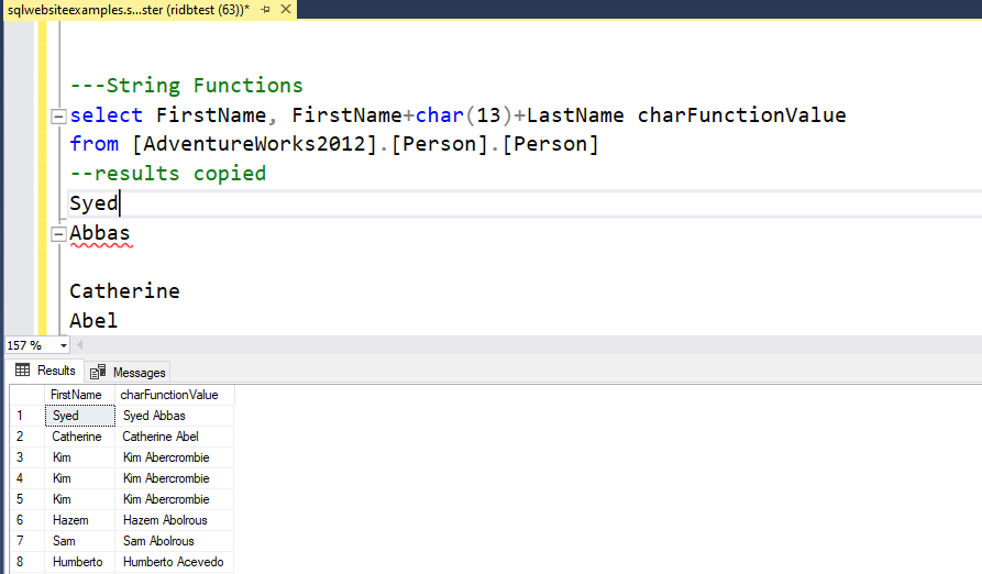 SQL-CHAR() Funtion