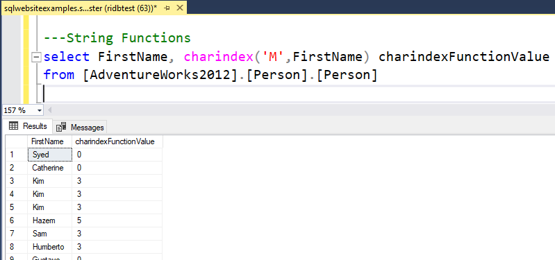 SQL-CHARINDEX() Funtion