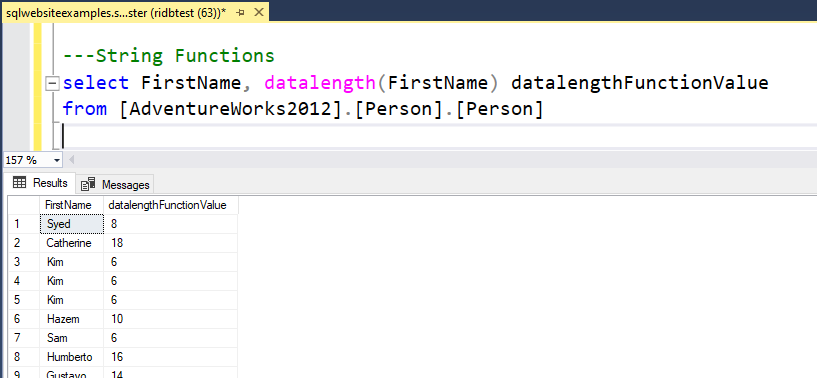 SQL-DATALENGTH() Funtion