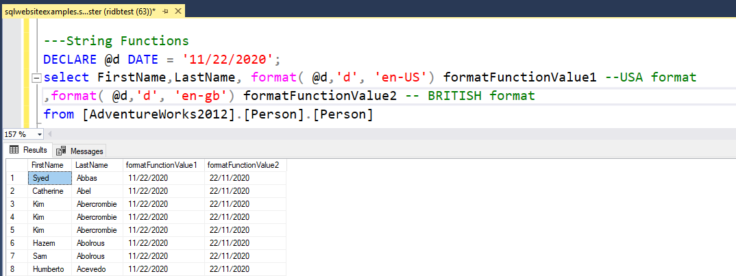 SQL-FORMAT() Funtion