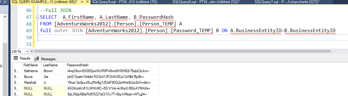 SQL FullOuter join