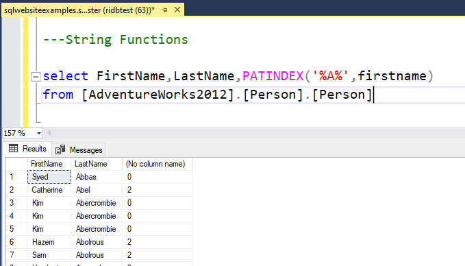 SQL-PATINDEX() Funtion