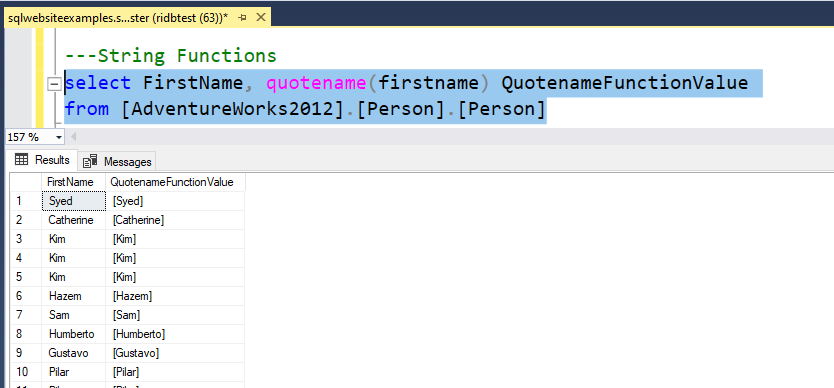 SQL-QUOTENAME() Funtion