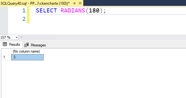 SQL RADIANS() Function
