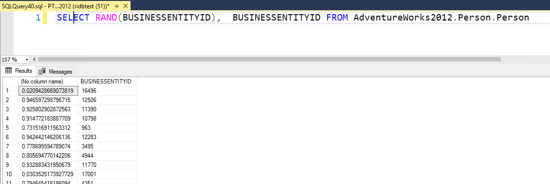 SQL RAND() Function