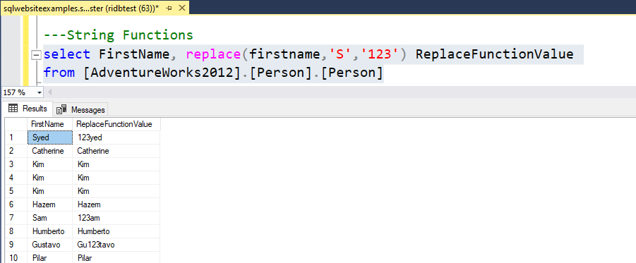 SQL-REPLACE() Funtion