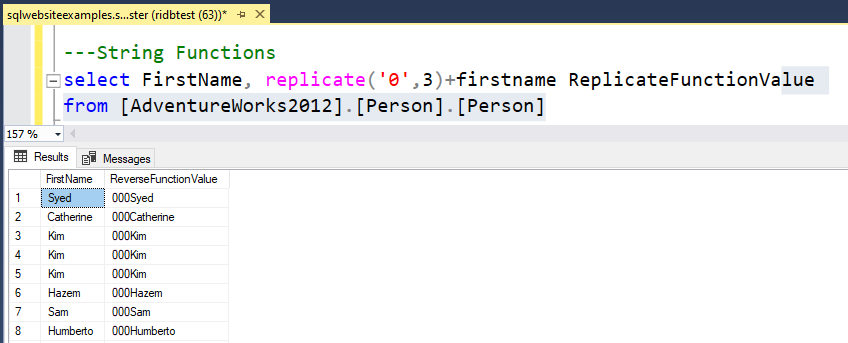 SQL-REPLICATE() Funtion