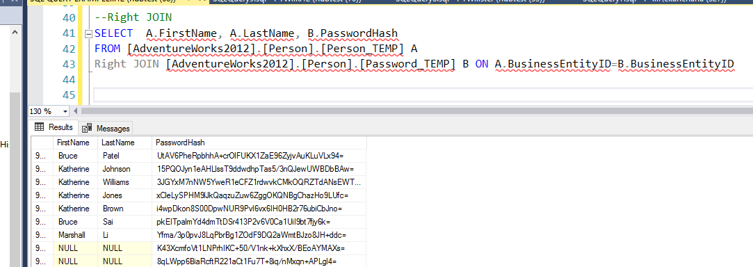 SQL Right join