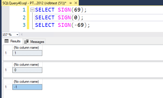 SQL SIGN() Function