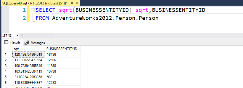 SQL SQRT() Function