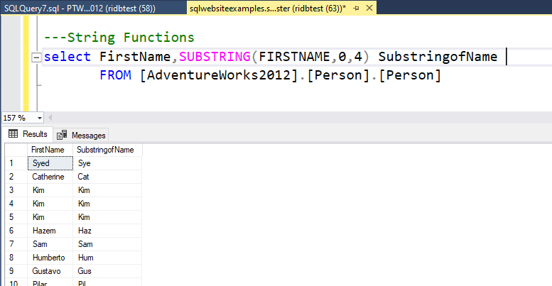 SQL-SUBSTRING() Funtion