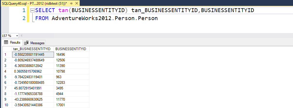 SQL TAN() Function
